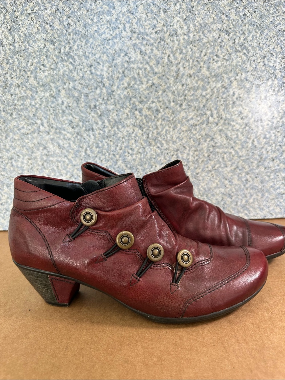 Remonte Dorndorf Annemarie Red Leather Ankle Booties 40 Western BOHO!! EUC
